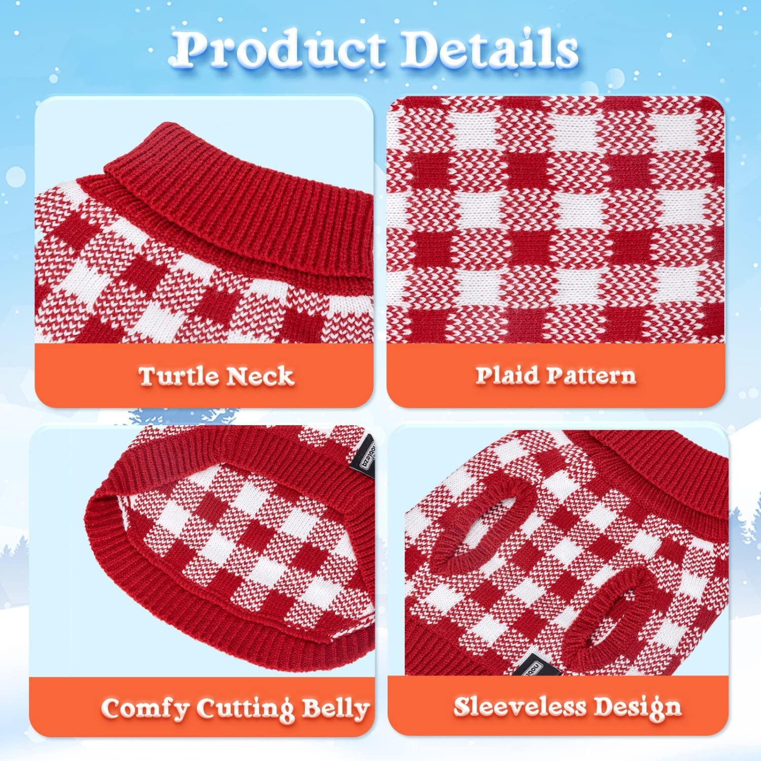 Dog Sweater, Nobleza Turtleneck Thick Knitted Cat Sweater with Classic Plaid Pattern, Warm & Soft Dog Christmas Outfit for Small Medium Large Dogs Puppies Cats Animals & Pet Supplies > Pet Supplies > Dog Supplies > Dog Apparel Nobleza   