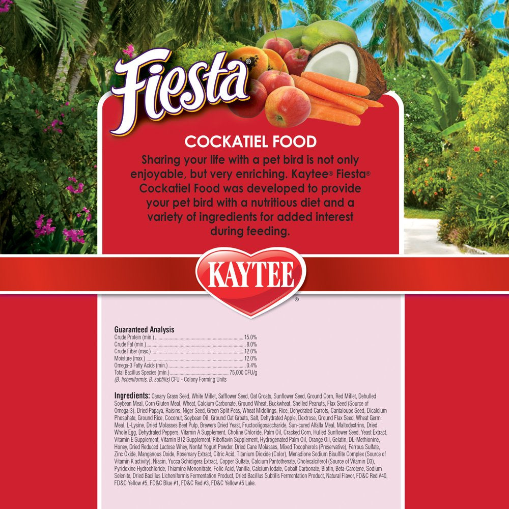 Kaytee Fiesta Cockatiel Pet Bird Food, 4.5 Lb Animals & Pet Supplies > Pet Supplies > Bird Supplies > Bird Food Central Garden and Pet   