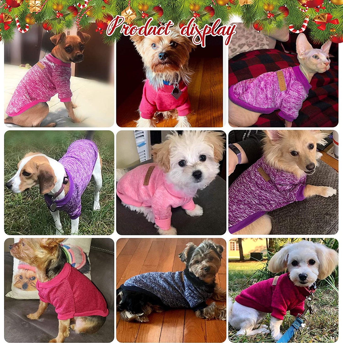 HYLYUN 4 Pieces Small Dog Sweater - Pet Dog Classic Knitwear Sweater Soft Thickening Warm Pup Dogs Shirt Winter Puppy Sweater for Dogs L Animals & Pet Supplies > Pet Supplies > Dog Supplies > Dog Apparel HYLYUN   