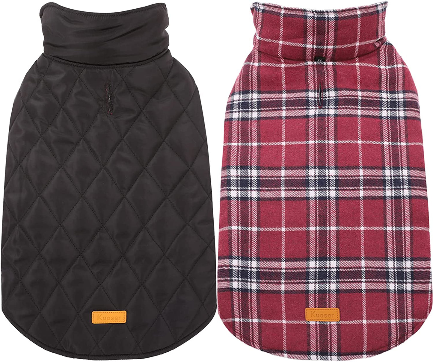 Kuoser Warm Dog Coat, Reversible Dog Jacket Waterproof Dog Winter Coat British Style Plaid Dog Clothes Pet Dog Cold Weather Coats Cozy Snow Jacket Vest for Small Medium Large Dogs Red M Animals & Pet Supplies > Pet Supplies > Dog Supplies > Dog Apparel Kuoser Red X-Small (Pack of 1) 