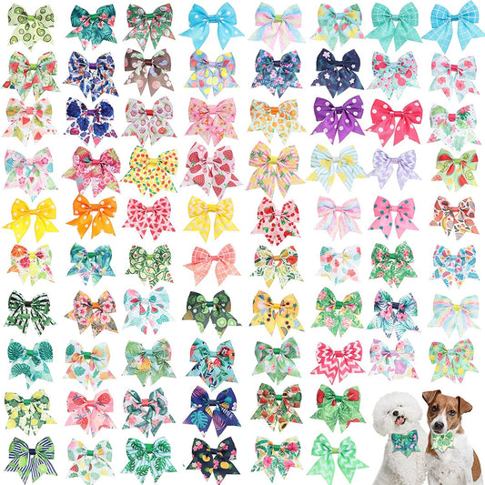 80 Pcs Dog Bow Ties Assorted Pattern Dog Bowtie Adjustable Dog Collar Bows Cat Bowtie Collar Dog Bowknot for Small Medium Basic Puppy Pet Photography Festival Grooming Party (Plaid Tie) Animals & Pet Supplies > Pet Supplies > Dog Supplies > Dog Apparel Wesiti Floral Bowknot  