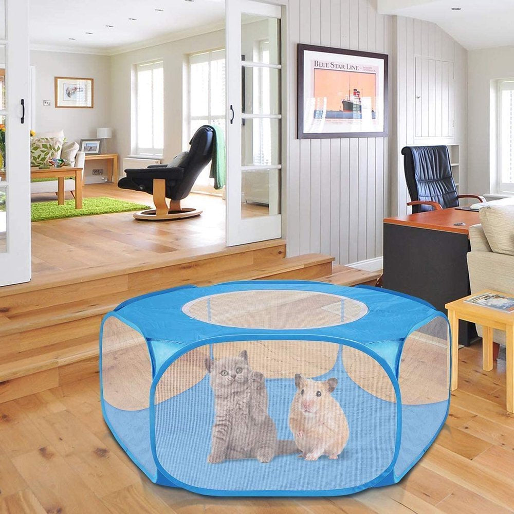 Small Animal Playpen, Waterproof Small Pet Cage Tent Portable Outdoor Exercise Yard Fence with Top Cover anti Escape Yard Fence for Kitten/Cat/Rabbits/Bunny/Hamster/Guinea Pig/Chinchillas Animals & Pet Supplies > Pet Supplies > Dog Supplies > Dog Kennels & Runs Xelparuc   