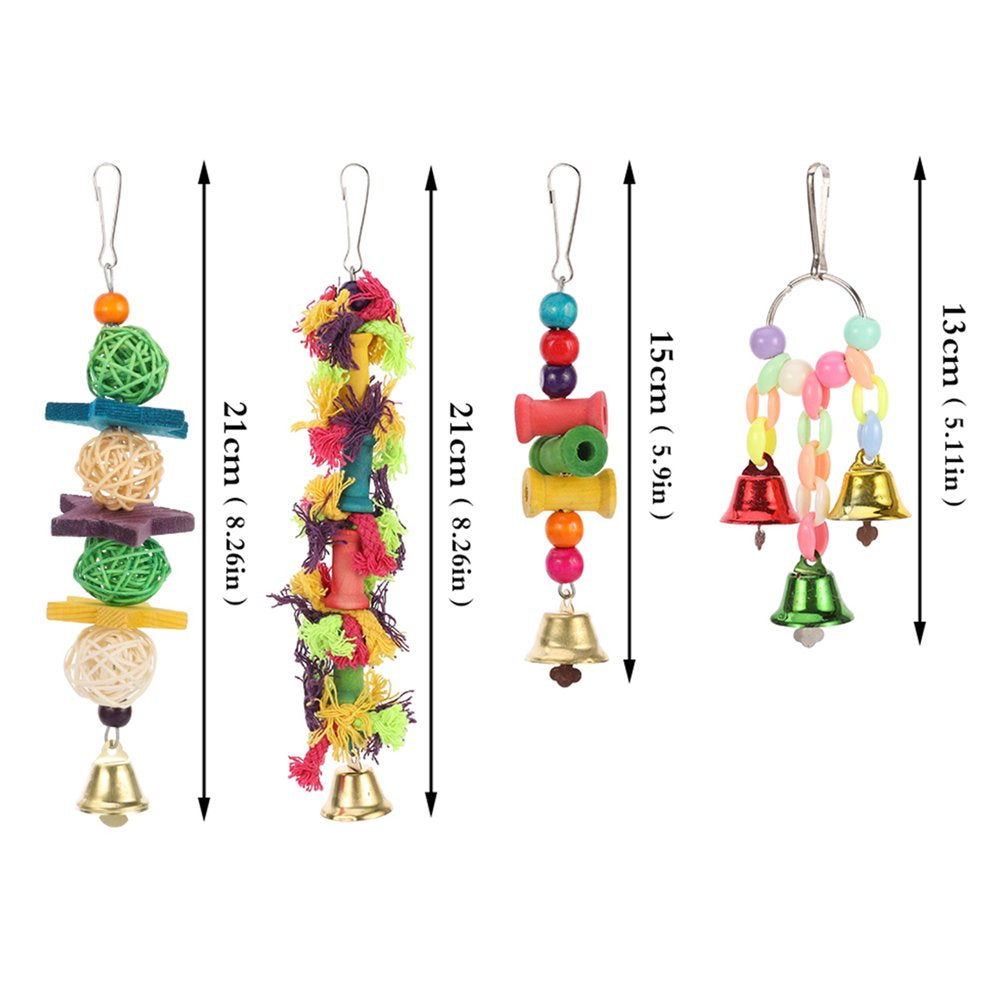 PWFE 8-Pack Bird Toys Parrots Cage Toys Hanging Swing Shredding Chewing Perches Parrot Toy for Finches,(Multicolor)