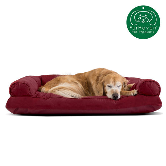 Furhaven Pet Products | Quilted Pillow Sofa Pet Bed for Dogs & Cats, Wine Red, Jumbo Animals & Pet Supplies > Pet Supplies > Cat Supplies > Cat Beds FurHaven Pet Products Jumbo Wine Red 