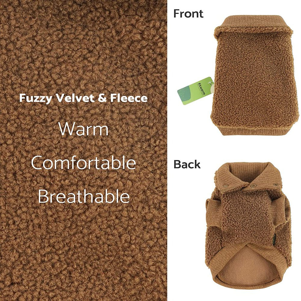 Fitwarm Vest Fuzzy Thick Sherpa Dog Coat Vest Turtleneck Sweater Puppy Winter Clothes Doggie Knitted Pet Cold Weather Clothes Doggy Pullover Jacket Cat Apparel Large Animals & Pet Supplies > Pet Supplies > Cat Supplies > Cat Apparel Fitwarm   