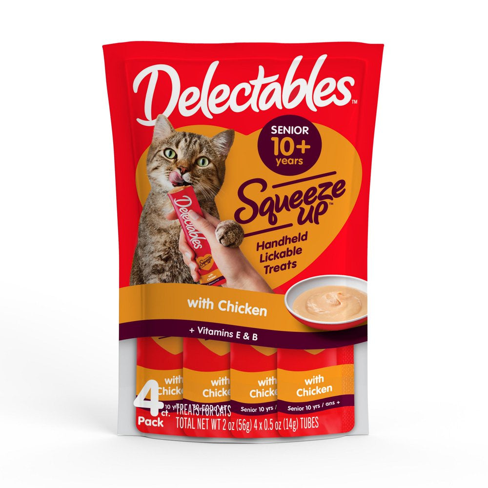 Hartz Delectables Squeeze up Lickable Wet Cat Treats, Chicken Senior 10+ Years, 4 Pack Animals & Pet Supplies > Pet Supplies > Cat Supplies > Cat Treats Hartz Mountain Corp   