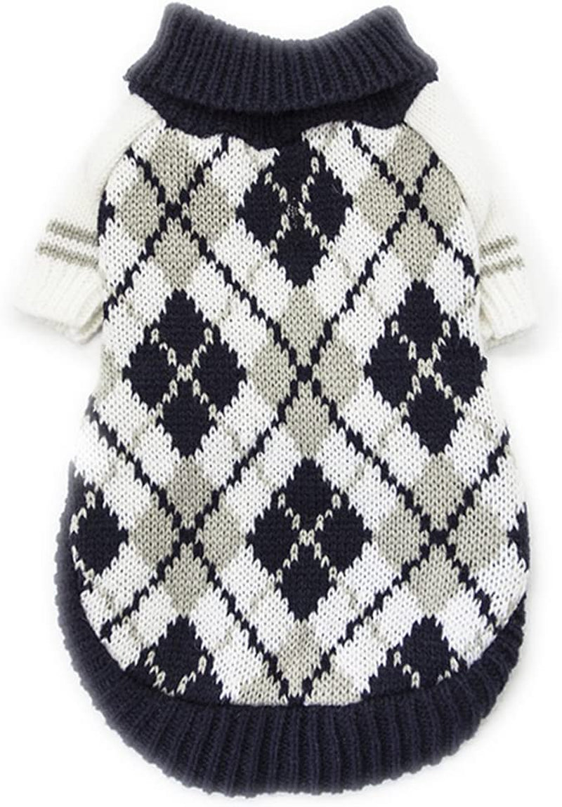 BOBIBI Dog Sweater of the Diamond Plaid Pet Cat Winter Knitwear Warm Clothes,Navy,Xs Animals & Pet Supplies > Pet Supplies > Dog Supplies > Dog Apparel BOBIBI   