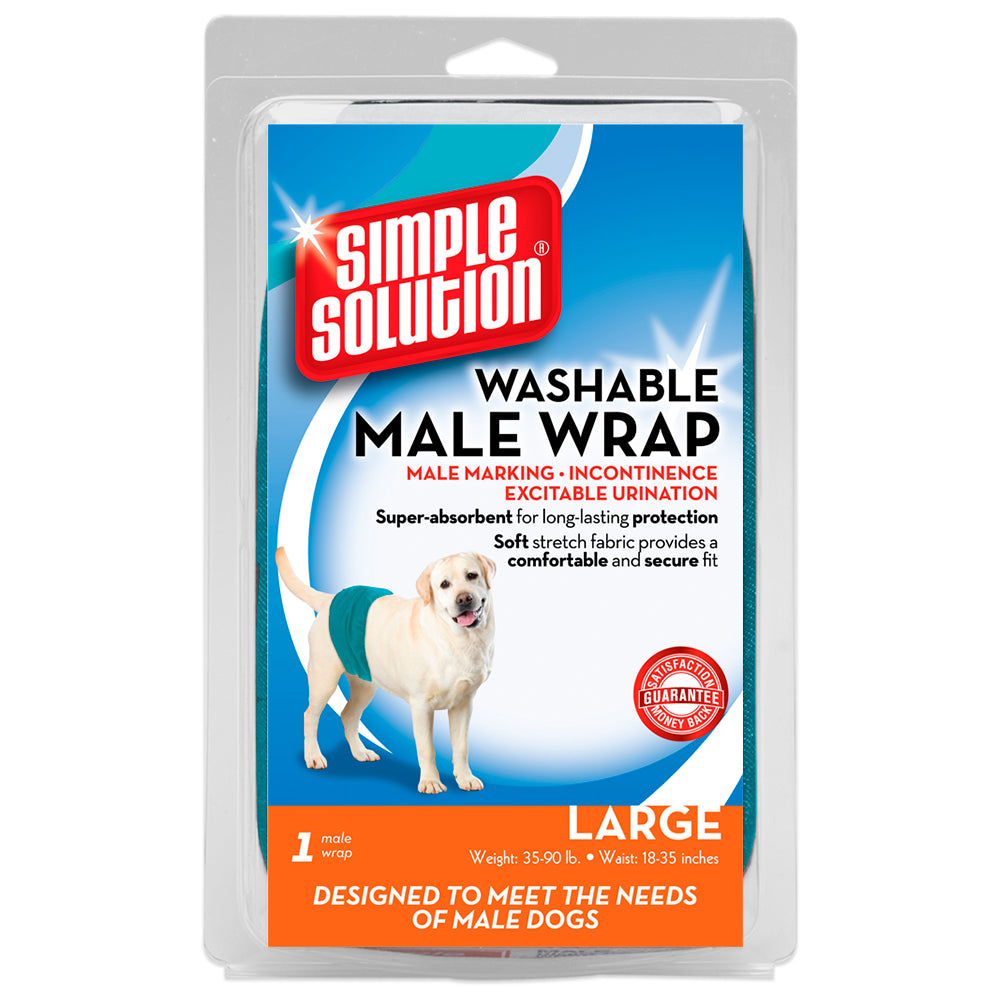 Simple Solution Washable Male Dog Diapers | Absorbent Male Wraps with Leak Proof Fit | Excitable Urination, Incontinence, or Male Marking | Large | 1 Reusable Dog Diaper per Pack Animals & Pet Supplies > Pet Supplies > Dog Supplies > Dog Diaper Pads & Liners Simple Solution   