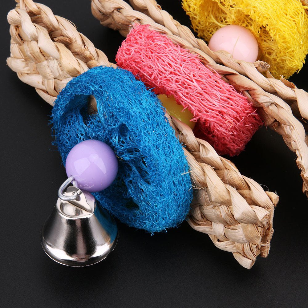 SPRING PARK Bird Chewing Toys, Parrot Hanging Colorful Rattan Ball Toy, Cage Bite Toys Suitable for Small Pet Birds like Parakeet, Conure, Lovebirds, Cockatiels Animals & Pet Supplies > Pet Supplies > Bird Supplies > Bird Toys SPRING PARK   