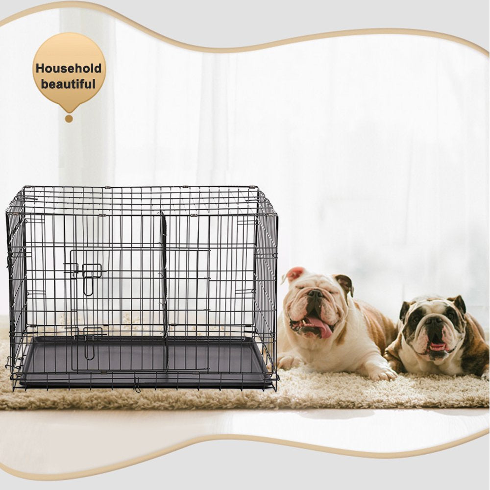 Bestpet Double-Door Metal Dog Crate with Divider and Tray, X-Large, 48"L