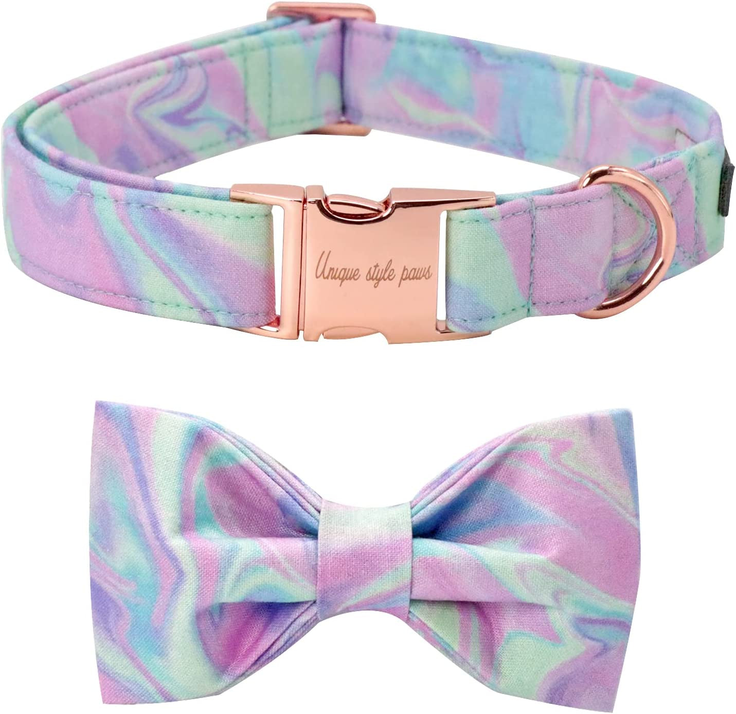 Unique Style Paws Dog Collar with Bow, Bowtie Dog Collar Adjustable Collars for Small Medium Large Dogs and Cats Animals & Pet Supplies > Pet Supplies > Dog Supplies > Dog Apparel Unique style paws purple S 