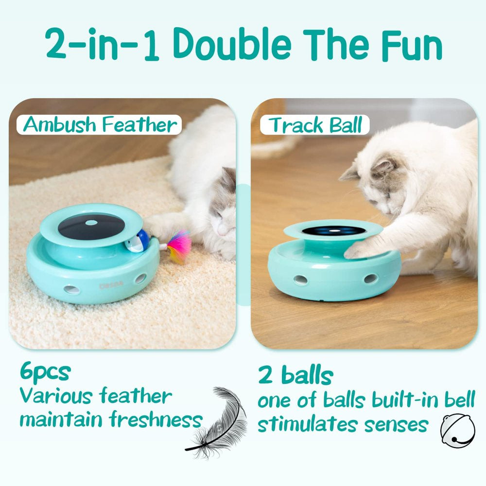 Cat Toys ORSDA 2-In-1 Interactive Cat Toys for Indoor Cats, Automatic Cat Toy Balls, Ambush Feather Kitten Toys with 6Pcs Attachments, Auto On/Off(Robin Egg Blue) Animals & Pet Supplies > Pet Supplies > Cat Supplies > Cat Toys ORSDA   