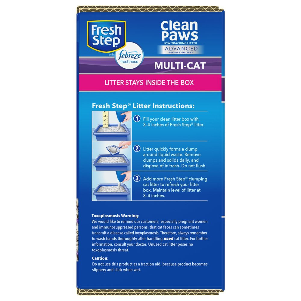 Fresh Step Advanced Clean Paws Clumping Cat Litter, Low Tracking, Odor Control, 18.5 Lb Animals & Pet Supplies > Pet Supplies > Cat Supplies > Cat Litter The Clorox Company   