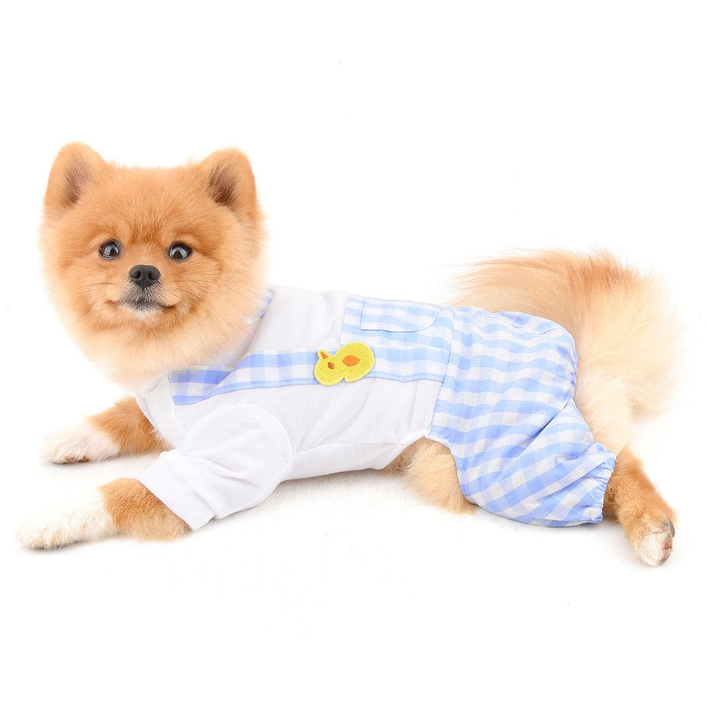 SELMAI Pet Overalls Outfits Puppy Clothes for Small Medium Dogs Boy Girls Summer Shirts with Plaid Pants Jumpsuits One Piece 4 Legs Apparel for Cats Yorkie Chihuahua Animals & Pet Supplies > Pet Supplies > Cat Supplies > Cat Apparel SELMAI   