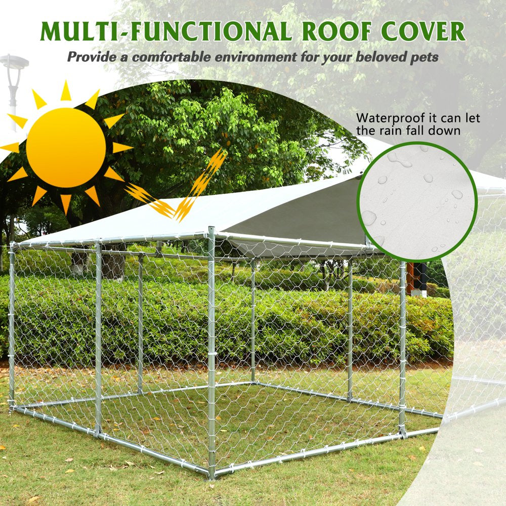 Magic Union Outdoor Dog Kennel,Large Dog Playpen Outdoor Dog Fence for Backyard Dog Run with Waterproof Cover