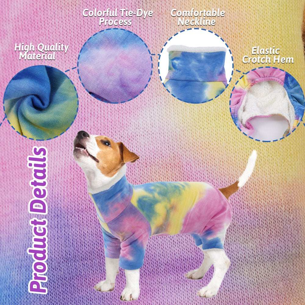 ROZKITCH Dog Pajamas Turtleneck Onesie Soft Breathable Stretchy Cotton Winter Coat Rainbow Tie Dye Shirt 4 Lges Basic Jumpsuit Clothes Apparel Outfit for Puppy and Cat Small Medium Large Dog Animals & Pet Supplies > Pet Supplies > Cat Supplies > Cat Apparel ROZKITCH   