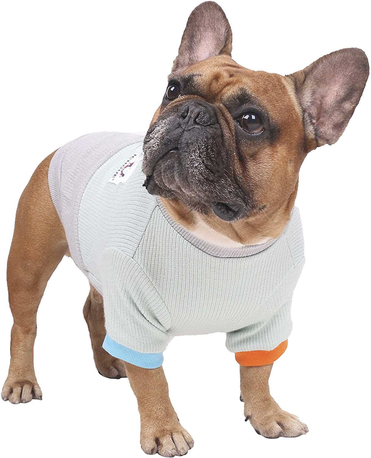 Ichoue Pet Dog Crewneck Sweater Color Block Pullover Winter Warm Clothes for French Bulldog Frenchie Shiba Inu - Pink and Grey/Medium Animals & Pet Supplies > Pet Supplies > Dog Supplies > Dog Apparel iChoue Light Blue and Grey Large (Pack of 1) 