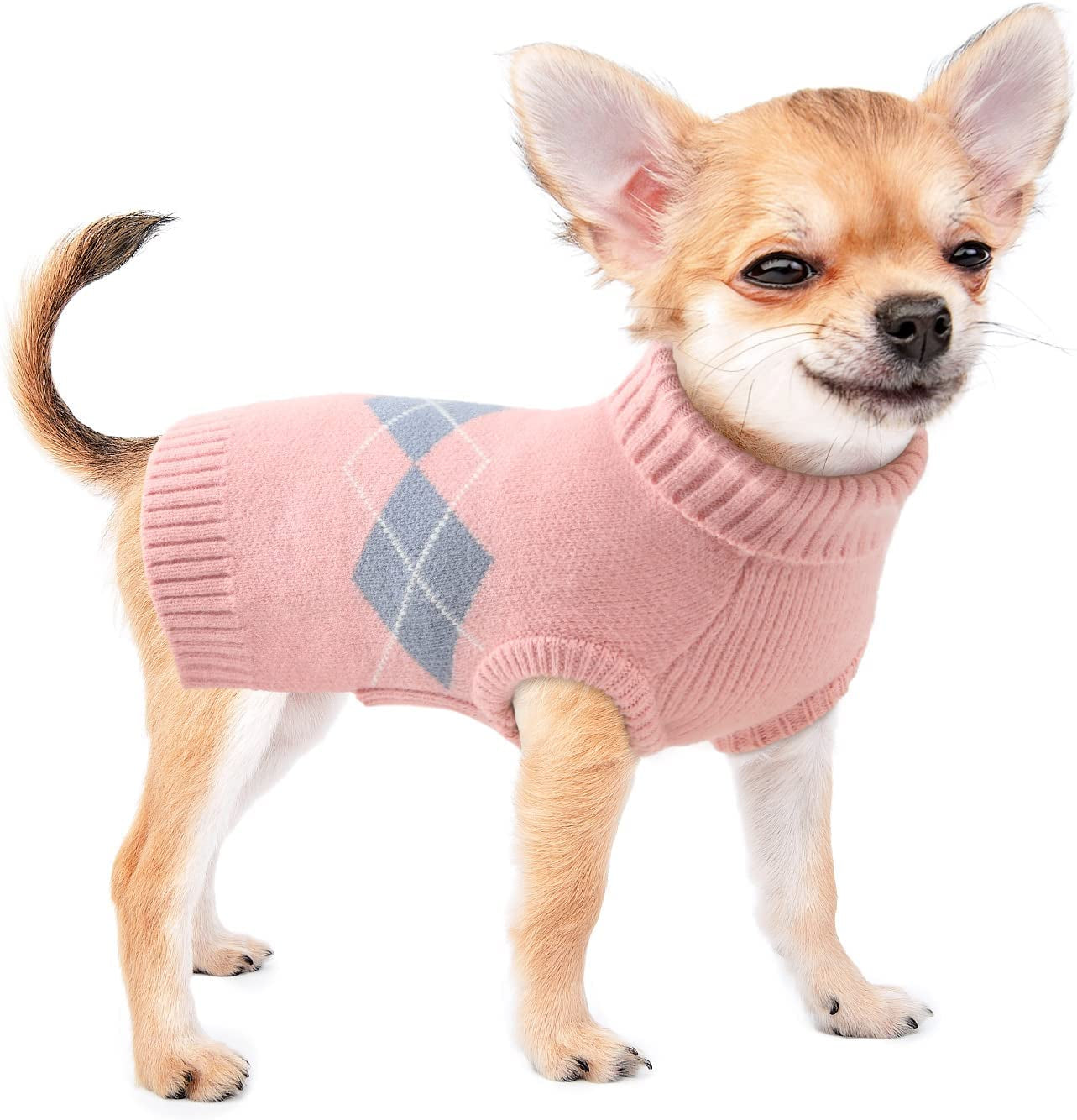 ALAGIRLS Winter Dog Sweater Warm Puppy Clothes,Classic Turtleneck Plaid Cat Sweater,Pullover Christmas Holiday Pet Outfits Apparel for Large Dogs,Pink L Animals & Pet Supplies > Pet Supplies > Dog Supplies > Dog Apparel ALA Pink Small 