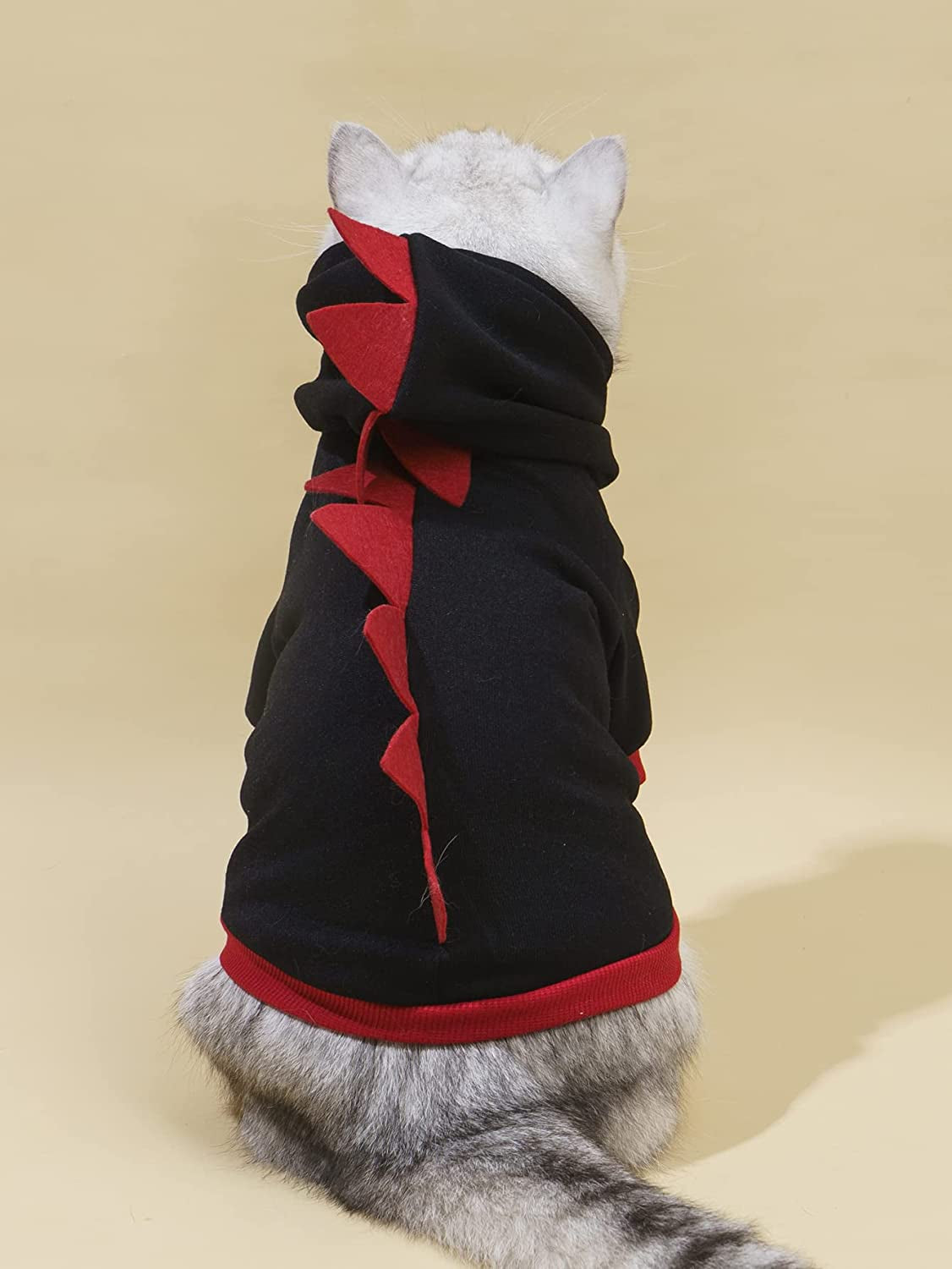 QWINEE Dinosaur Dog Hoodie Dog Warm Jacket Christmas Halloween Dog Costume Dog Clothes for Puppy Kitten Small Medium Dogs Cats Black S Animals & Pet Supplies > Pet Supplies > Dog Supplies > Dog Apparel QWINEE   