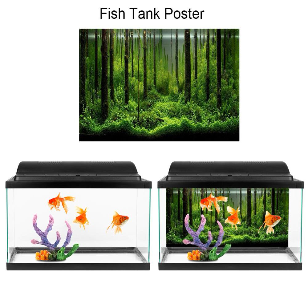 Tebru Aquarium Poster, PVC Adhesive Underwater Forest Tank Background Poster Backdrop Decoration Paper, Fish Tank Decor Paper
