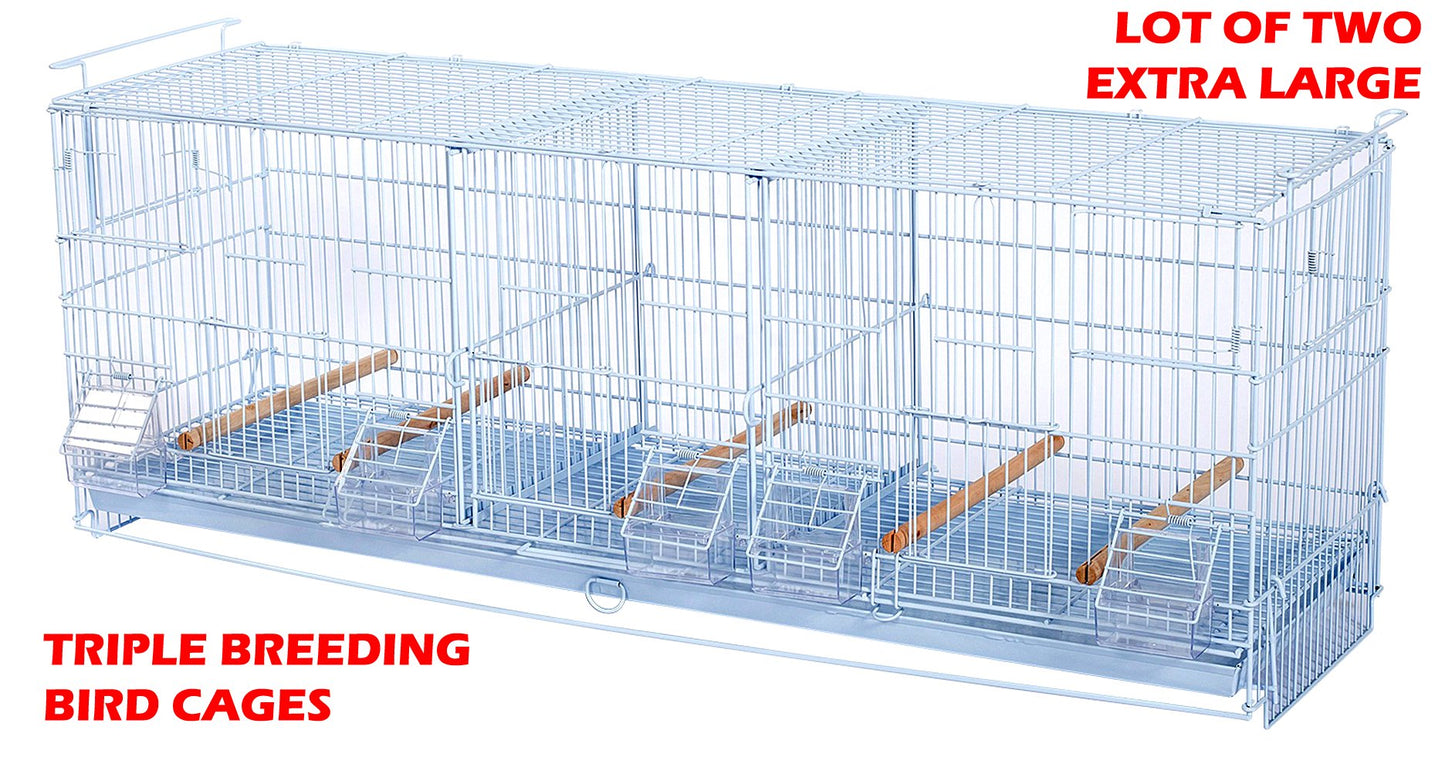 EXTRA LARGE Combo-2 of Triple Galvanized Zinc Plated Stack & Lock Breeding Breeder Flight Bird Cage Center Dividers Side Breeding Nest Doors with Rolling Stand Animals & Pet Supplies > Pet Supplies > Bird Supplies > Bird Cages & Stands Mcage   