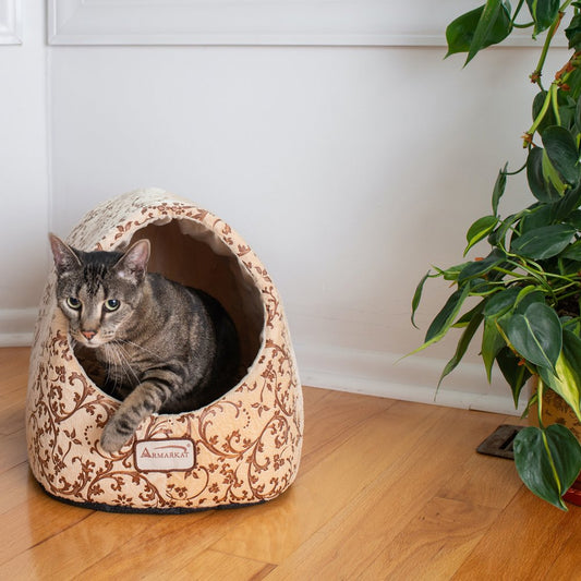 Armarkat Cat Bed with Flower Pattern, Beige, C11HYH/MH Animals & Pet Supplies > Pet Supplies > Cat Supplies > Cat Beds Aeromark Intl Inc   