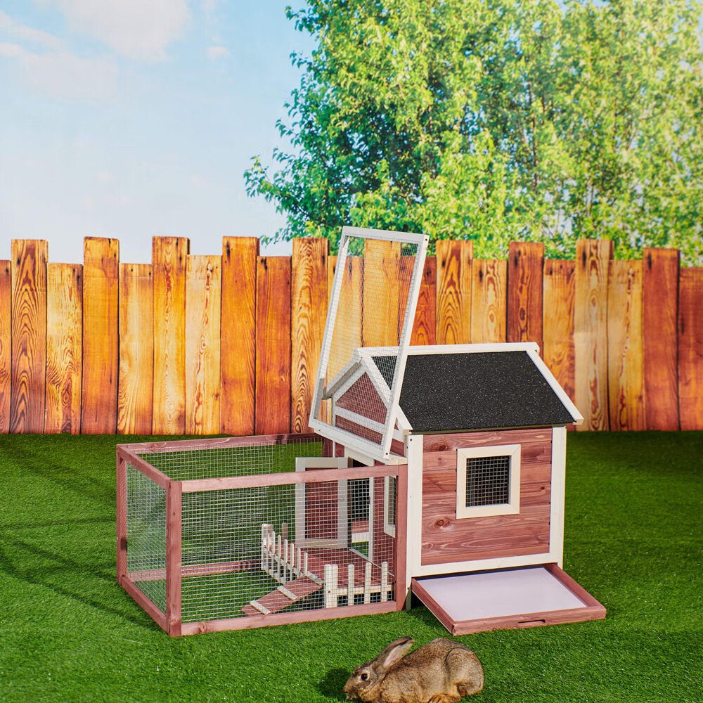 Fchunhe 55" Indoor Outdoor Rabbit Hutch,Small Animal Houses & Habitats, Bunny Cage with Removable Tray, Single Level Guinea Pig Hamster Hutch Animals & Pet Supplies > Pet Supplies > Small Animal Supplies > Small Animal Habitats & Cages Fchunhe   