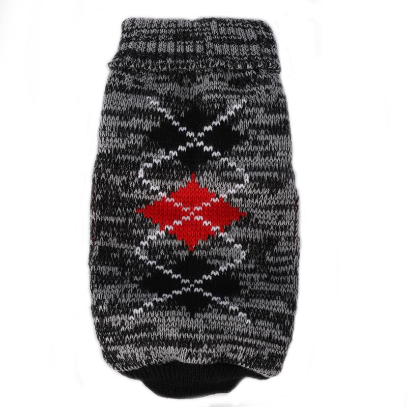 Pets Plaid Knitted Clothes Jacquard Sweater Pet Jumper Apparel Dog Clothes Animals & Pet Supplies > Pet Supplies > Dog Supplies > Dog Apparel Kaya Day XS Black 
