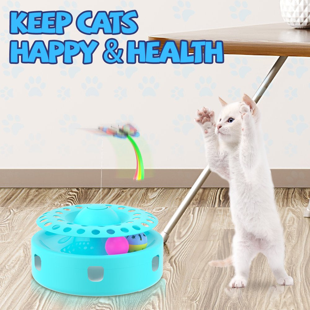 Lexvss 3-In-1 Interactive Cat Toys, Automatic Electronic Rotating Butterfly and Ambush Interactive Feather, 2 Ball Exercise Kitten Indoor Toy Teaser Animals & Pet Supplies > Pet Supplies > Cat Supplies > Cat Toys Lexvss   