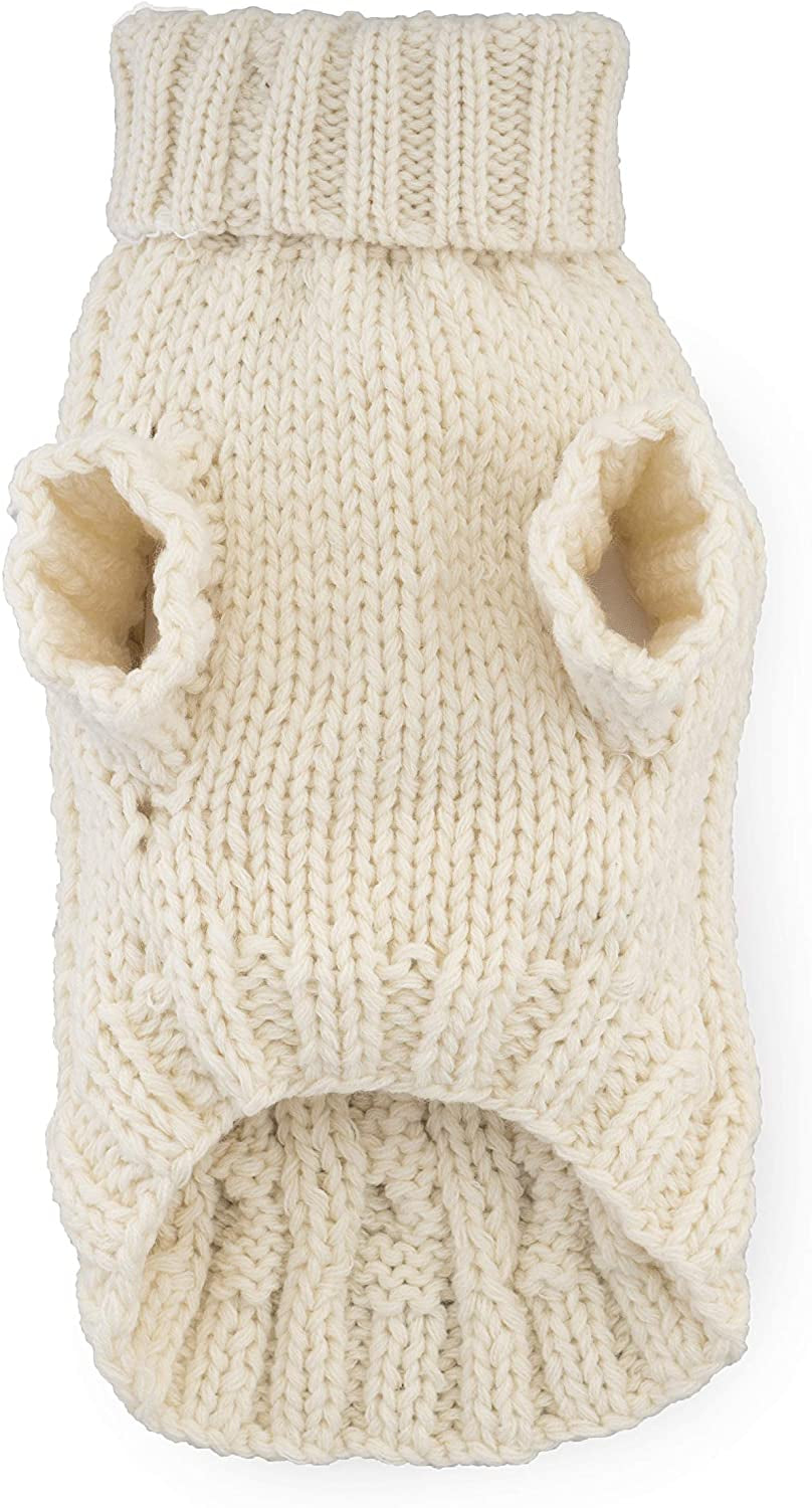 United Pups Soft Warm Knitted Winter Doggie Sweater with Scarf for Small Medium Puppy Dogs (Modern Pups Ivory, Extra Large) Animals & Pet Supplies > Pet Supplies > Dog Supplies > Dog Apparel United Pups   