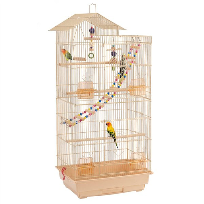 Smilemart 39" Metal Bird Cage with Perches and Toys, Black Animals & Pet Supplies > Pet Supplies > Bird Supplies > Bird Cages & Stands SmileMart Almond  