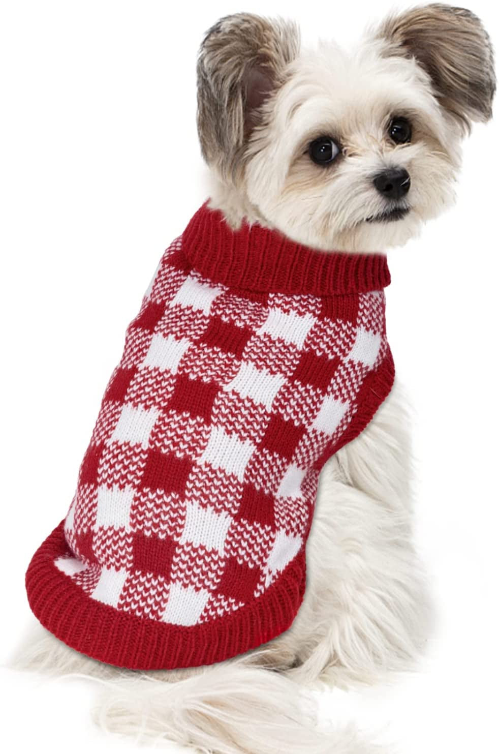 Dog Sweater, Nobleza Turtleneck Thick Knitted Cat Sweater with Classic Plaid Pattern, Warm & Soft Dog Christmas Outfit for Small Medium Large Dogs Puppies Cats Animals & Pet Supplies > Pet Supplies > Dog Supplies > Dog Apparel Nobleza Plaid Small 