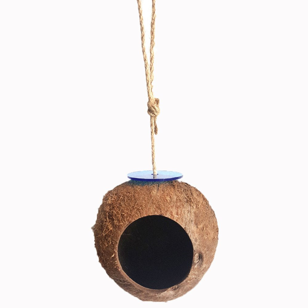 Pet Others Natural Coconut Shell Bird Nest House Hut Cage Feeder Pet Parrot Parakeet Toy