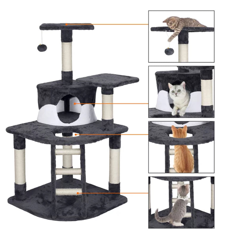 Smilemart 48" Cat Tree with Condo and Scratching Post Tower, Dark Gray Animals & Pet Supplies > Pet Supplies > Cat Supplies > Cat Furniture SmileMart   