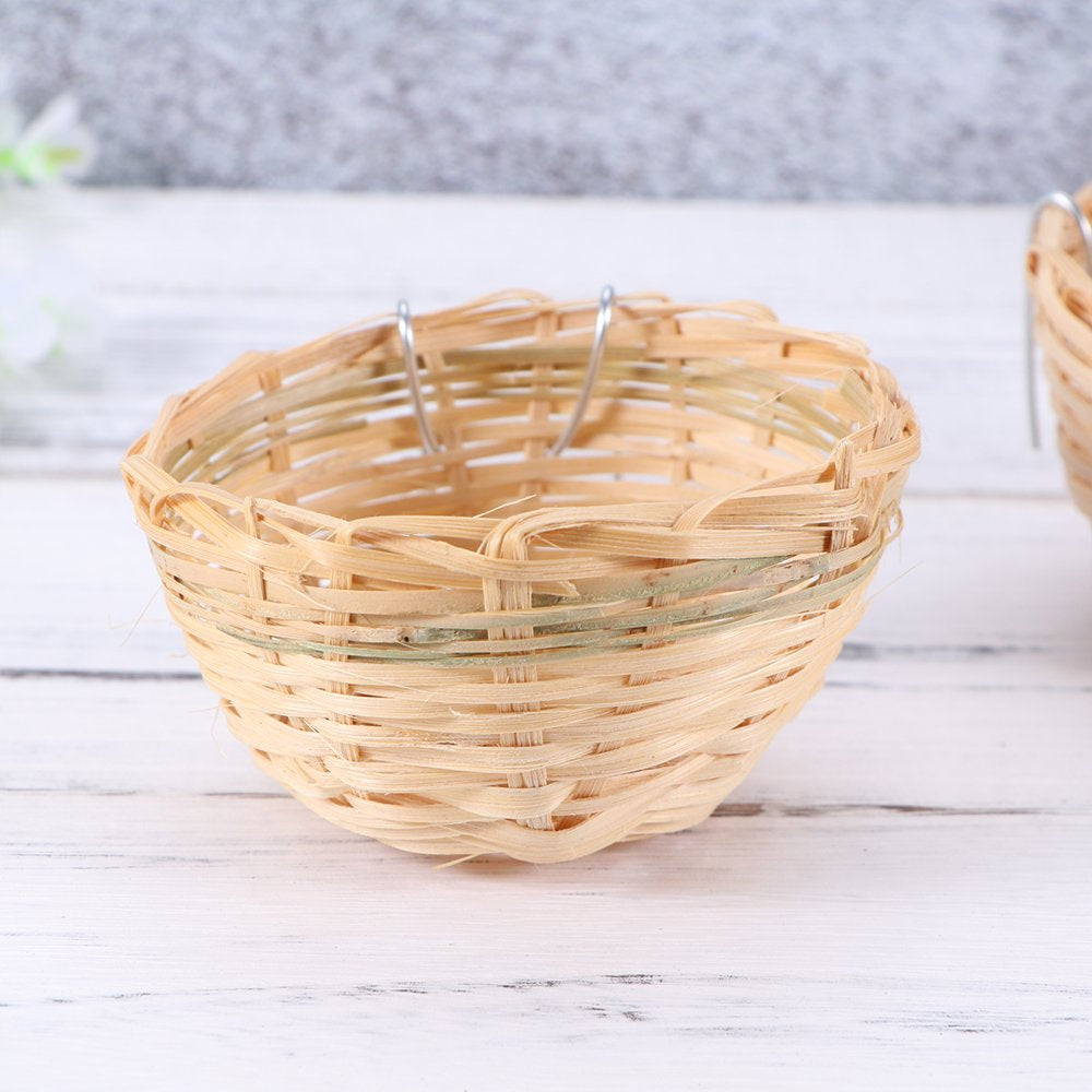 Etereauty Bird Nest Cage House Parakeet Birds Cages Finch Parakeets Canary Accessories Nests Bamboo Artificial Cockatiel Hanging Animals & Pet Supplies > Pet Supplies > Bird Supplies > Bird Cage Accessories ETEREAUTY   