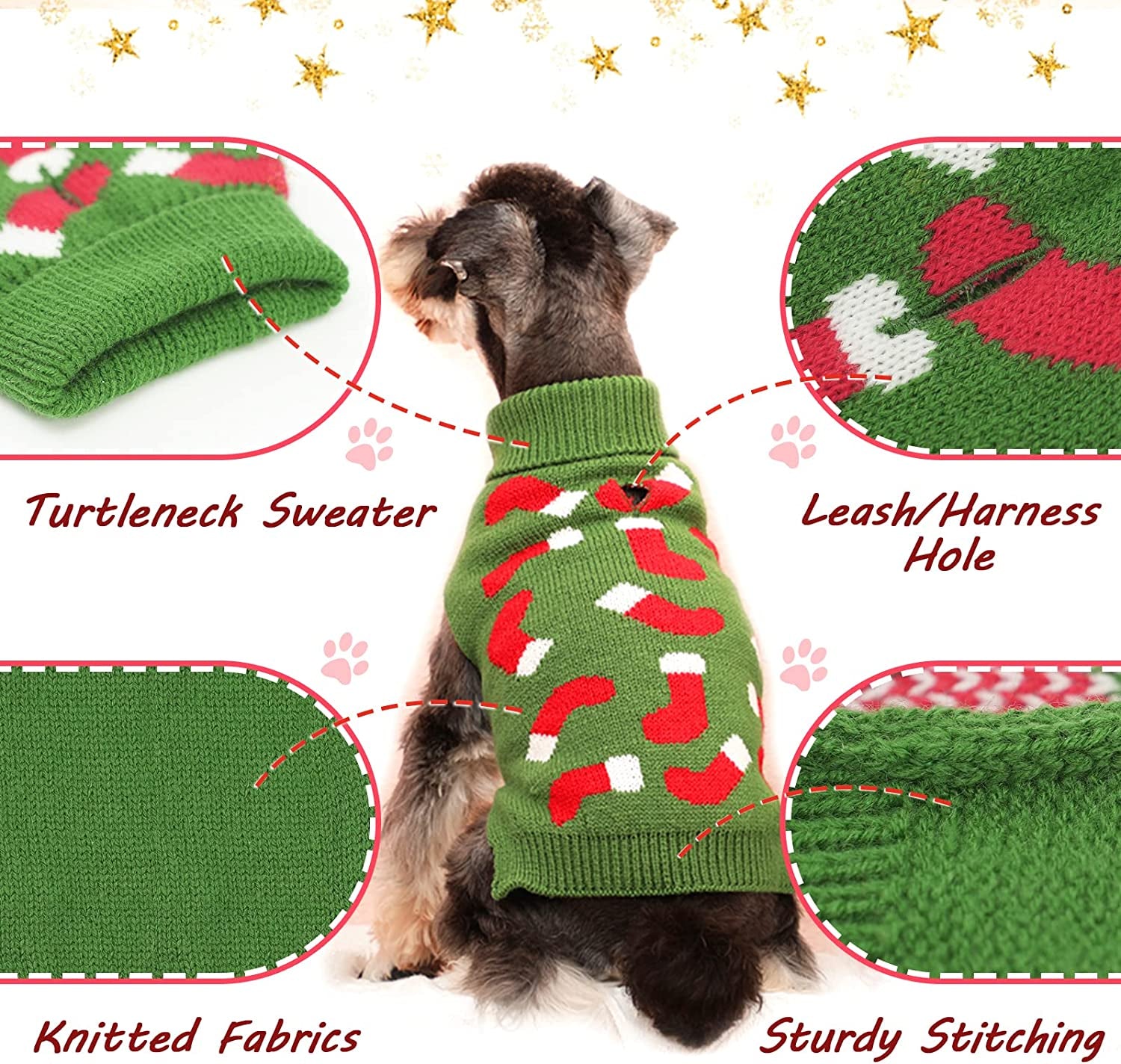 Yokee Dog Christmas Sweater Holiday Dog Apparel Dog Turtleneck Sweater Puppy Kitten Fall Dog Sweater Pet Clothes Christmas Socks Pattern Winter Clothes for Small Medium Large Dog XL Dog Sweaters Animals & Pet Supplies > Pet Supplies > Dog Supplies > Dog Apparel Yokee   