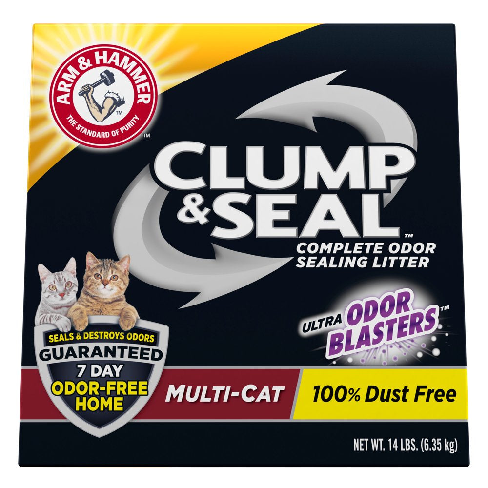 Arm & Hammer Clump & Seal Multi-Cat Complete Odor Sealing Clumping Cat Litter, 38Lb Animals & Pet Supplies > Pet Supplies > Cat Supplies > Cat Litter Church & Dwight Co., Inc. 14 lbs  