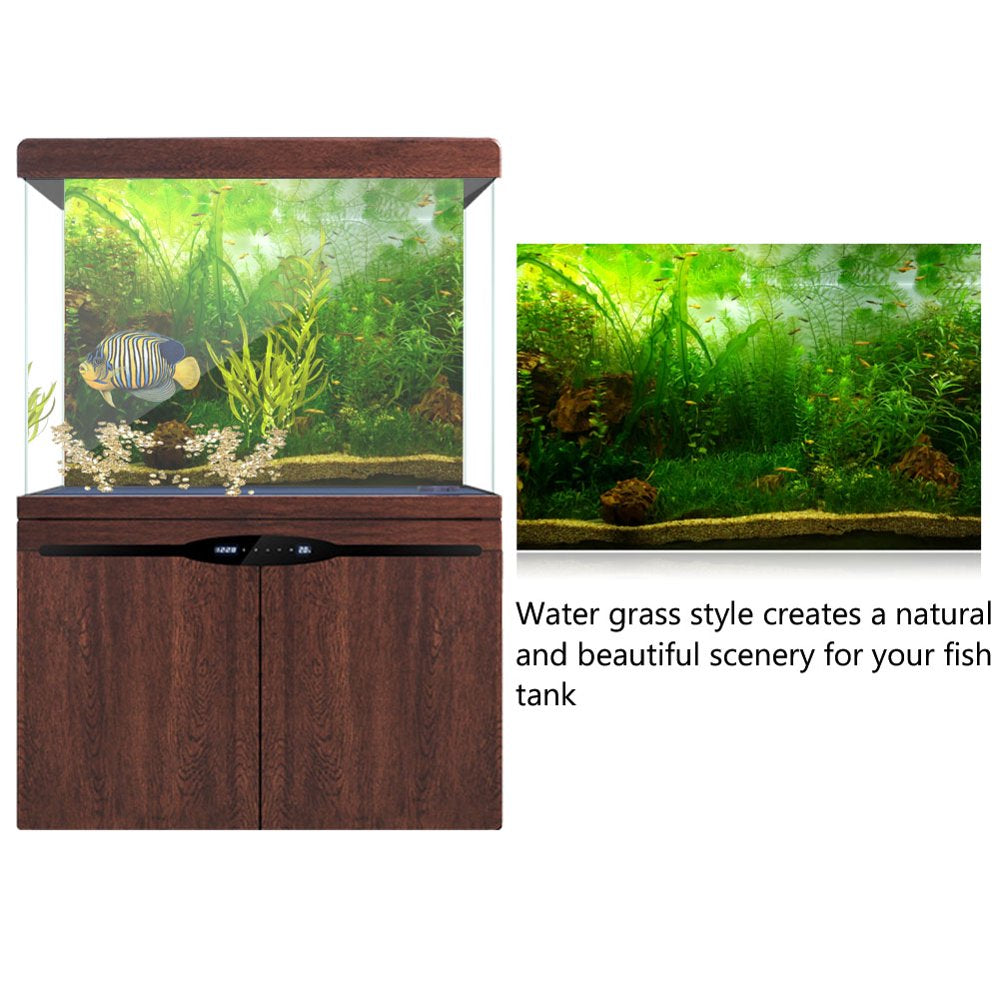 Garosa Fish Tank Decor Paper, Water Grass Style Aquarium Fish Tank Background Poster PVC Adhesive Decor Paper