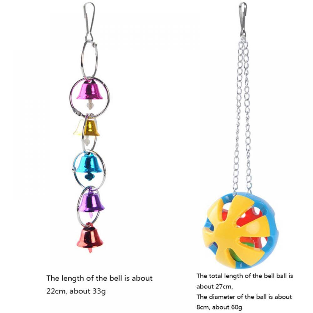 Bird Toys Parrot Swing Toys - Chewing Hanging Bell Pet Birds Cage Toys Suitable for Small Parakeets, Conures, Love Birds, Cockatiels, Macaws, Finches, Style A Animals & Pet Supplies > Pet Supplies > Bird Supplies > Bird Toys MELLCO   