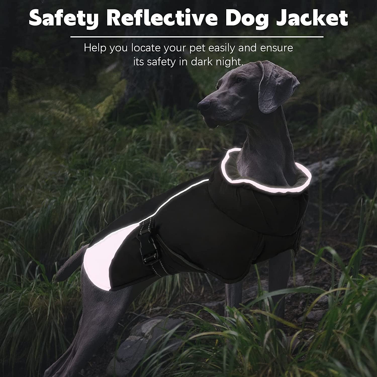 BRKURLEG Dog Jacket Winter Coat,Turtleneck Reflective Dog Cold Weather Coat with Fleece Lining,Waterproof Warm Padded Doggy Waistcoat,Adjustable Neck Chest Girth Dog Windbreaker Vest for All Breeds Animals & Pet Supplies > Pet Supplies > Dog Supplies > Dog Apparel BRKURLEG   