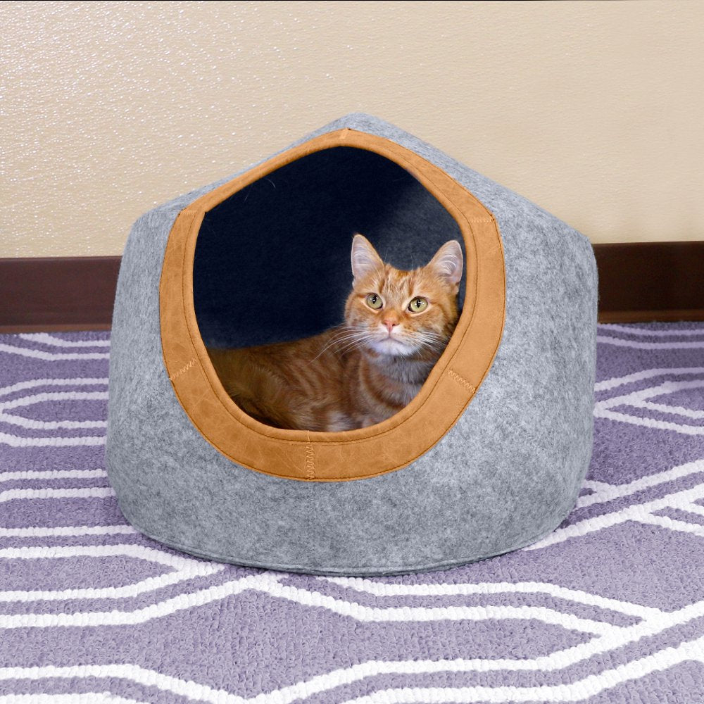 Kitty City Large Faux Leather Trimmed Felt Cat Cave, Felt Bed, Felt Lounge, Cat/Kitten Animals & Pet Supplies > Pet Supplies > Cat Supplies > Cat Beds Sport Pet   