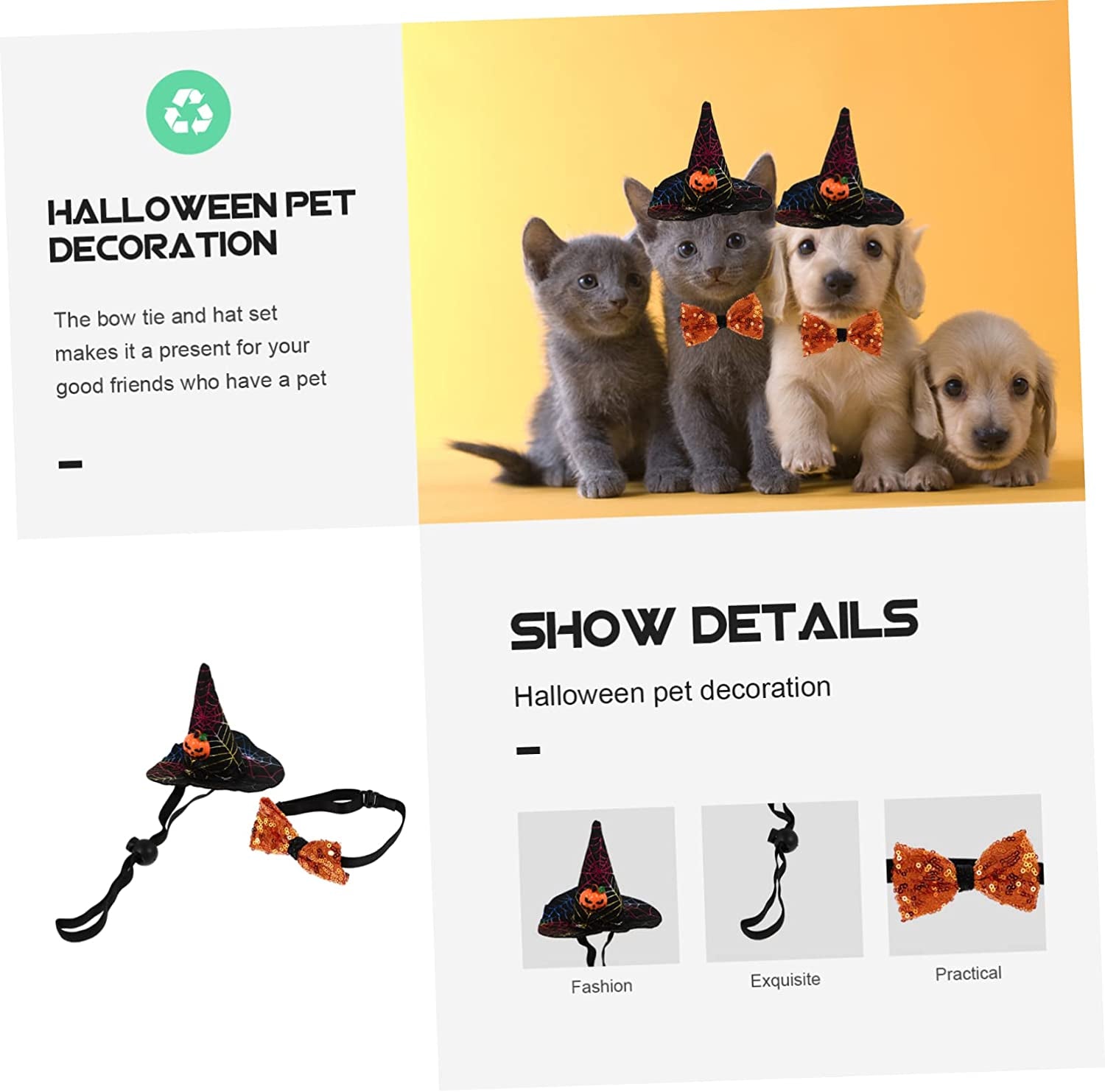 Balacoo 1 Set Headwear Wizard Head Party for Dogs Bat Collar Adjustable Gift Pets Ornaments Kitten Cosplay Puppy Birthday Tie- Pumpkin Cape Web Small Pet Puppies with Sequins Present Tie Animals & Pet Supplies > Pet Supplies > Dog Supplies > Dog Apparel Balacoo   