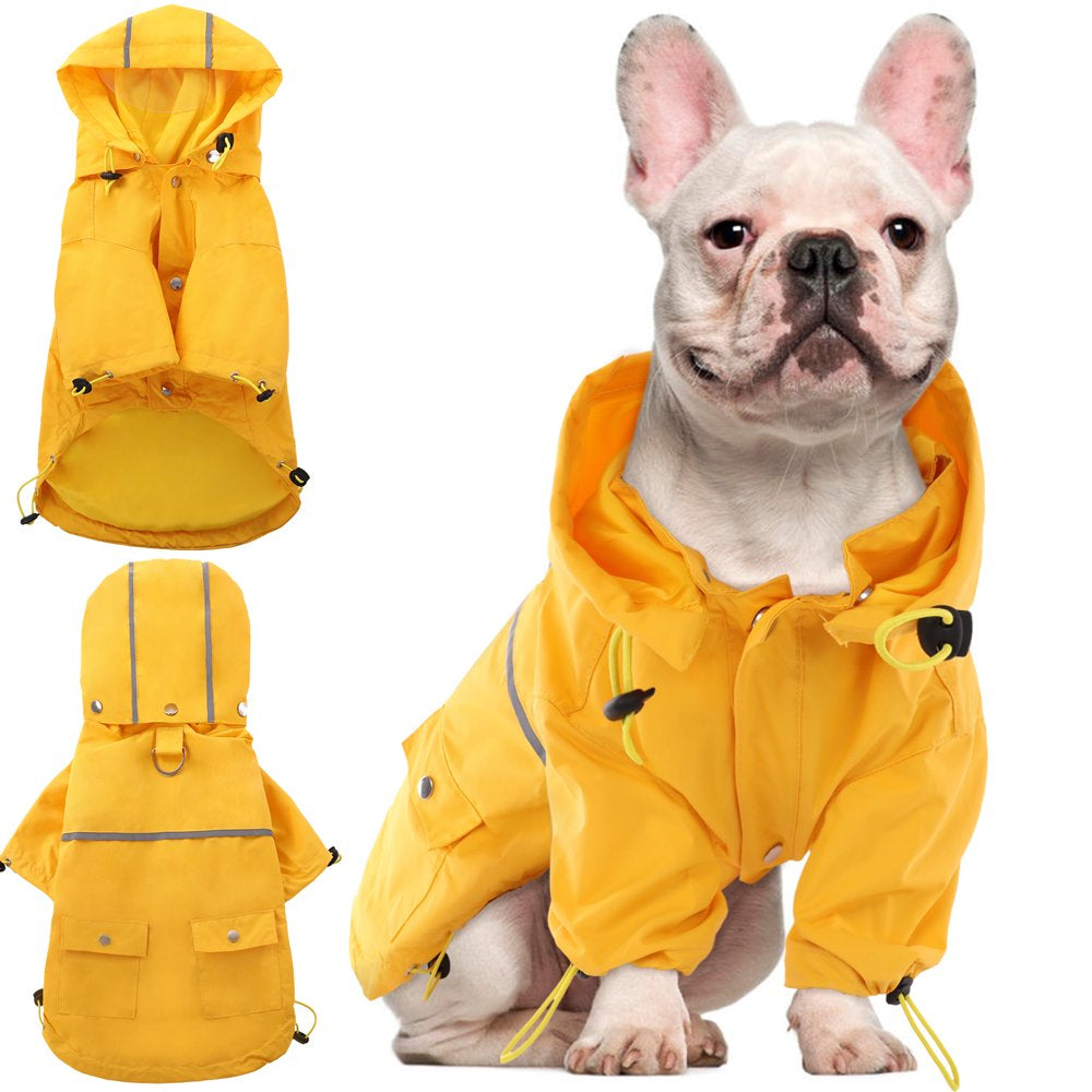 Kuoser Dog Rain Coat Pet Hooded Rain Jacket Waterproof Poncho Rainwear for Small Medium Dogs Animals & Pet Supplies > Pet Supplies > Dog Supplies > Dog Apparel Kuoser S Yellow 