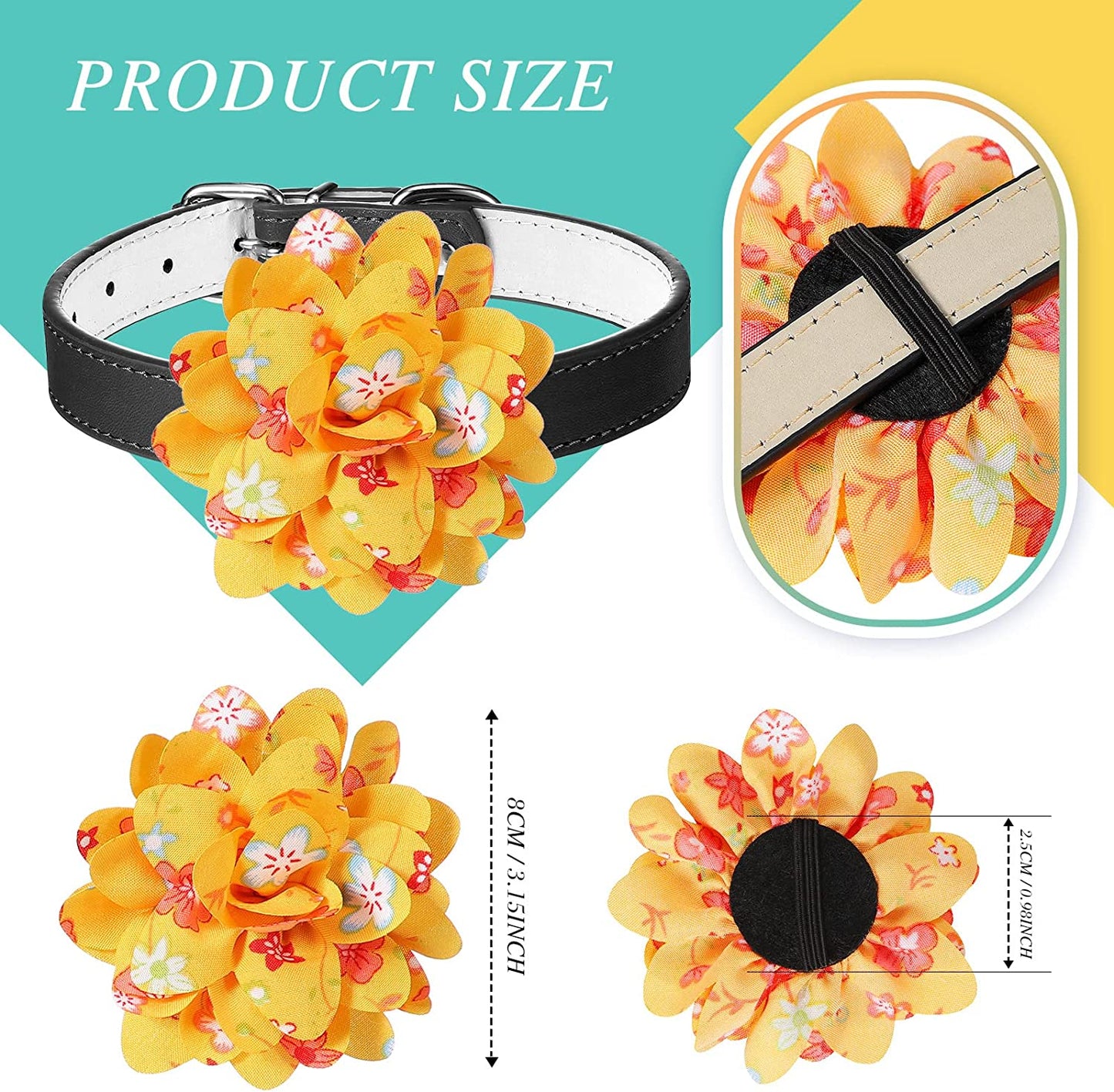 30 Pcs Dog Collar Flowers Pet Flower Bow Ties Multi-Color Sunflower Dog Charms Flower for Girl Dog Accessories Small Medium Large Cat Puppy Collar Attachment Embellishment Bows Grooming Supplies Animals & Pet Supplies > Pet Supplies > Dog Supplies > Dog Apparel Xuniea   