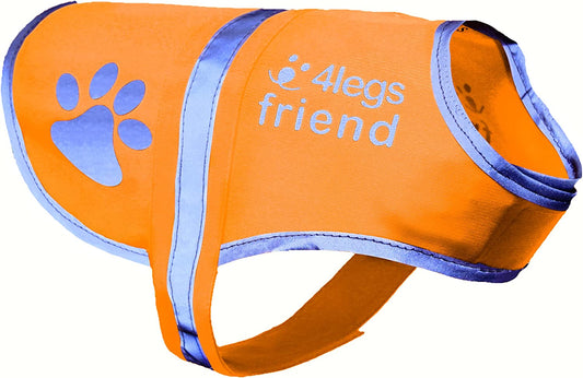 4Legsfriend Dog Safety Orange Reflective Vest with Leash Hole 5 Sizes - High Visibility for Outdoor Activity Day and Night, Keep Your Dog Visible, Safe from Cars & Hunting Accidents Animals & Pet Supplies > Pet Supplies > Dog Supplies > Dog Apparel 4LegsFriend Large  