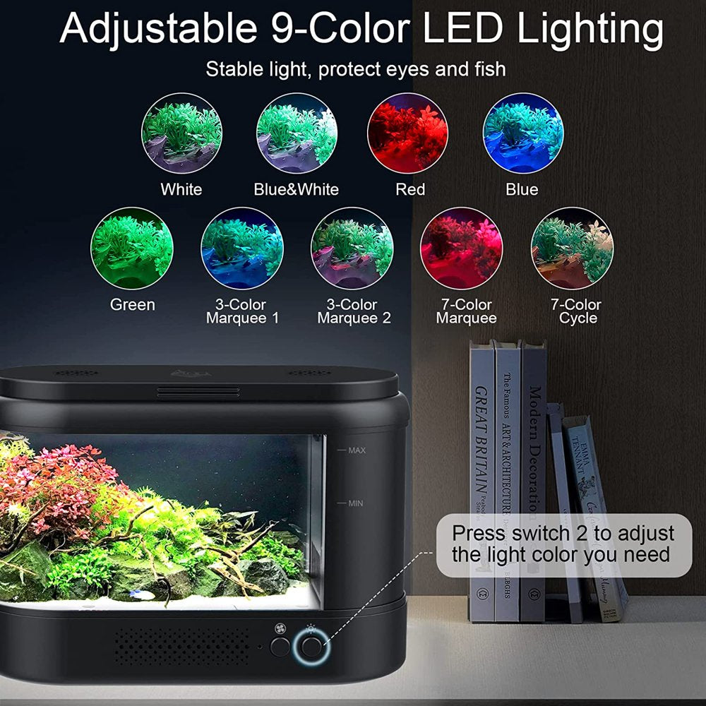 Arium Kit 1.8 Gallon Small Betta Fish Tank with Adjustable LED Lighting (9 Colors) Internal Filter Pump and Air Purification Aromatherapy Function for Home Office (Black) Animals & Pet Supplies > Pet Supplies > Fish Supplies > Aquarium Filters INTHEJOY   