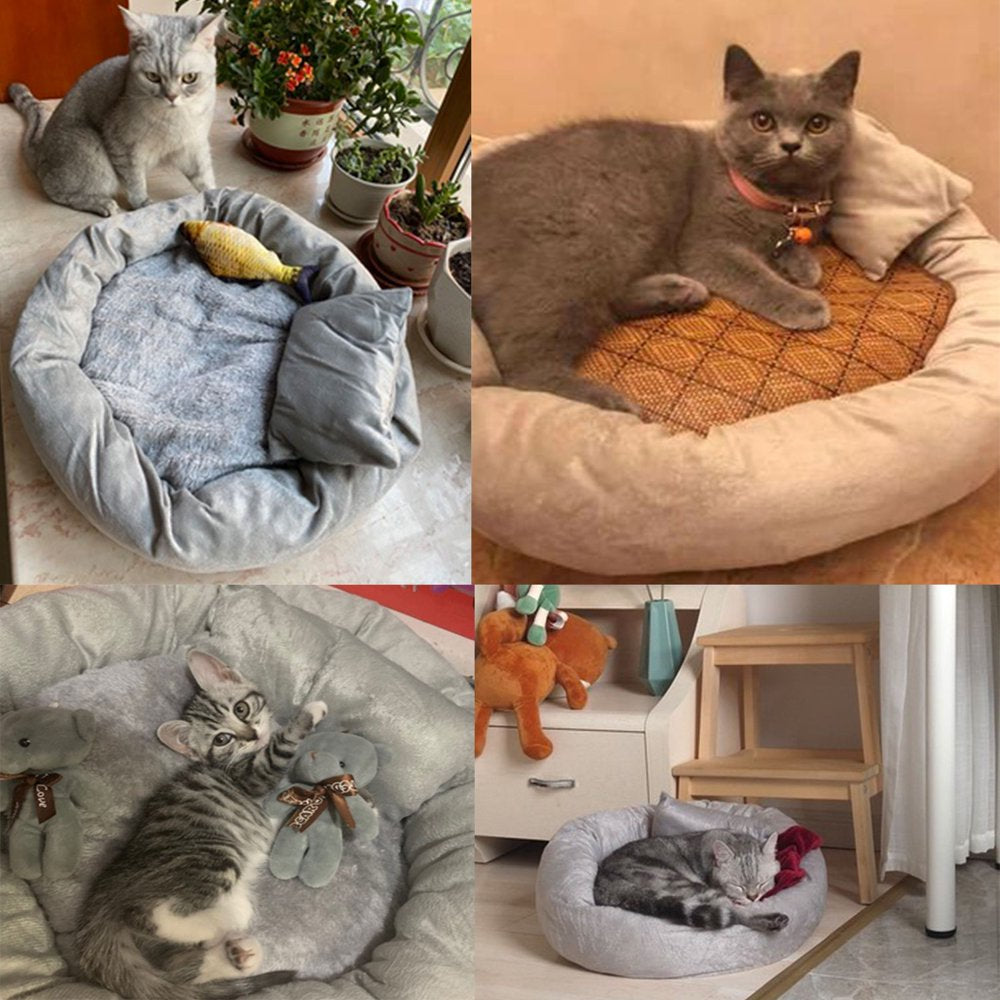 Legendog Pet Cat round Bed Dog Cushion Bed Calming Soft Sleeping Bed with Pillow for Small Dog & Indoor Cats Animals & Pet Supplies > Pet Supplies > Cat Supplies > Cat Beds Legendog   