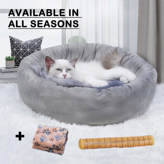 Legendog Pet Cat round Bed Dog Cushion Bed Calming Soft Sleeping Bed with Pillow for Small Dog & Indoor Cats Animals & Pet Supplies > Pet Supplies > Cat Supplies > Cat Beds Legendog   