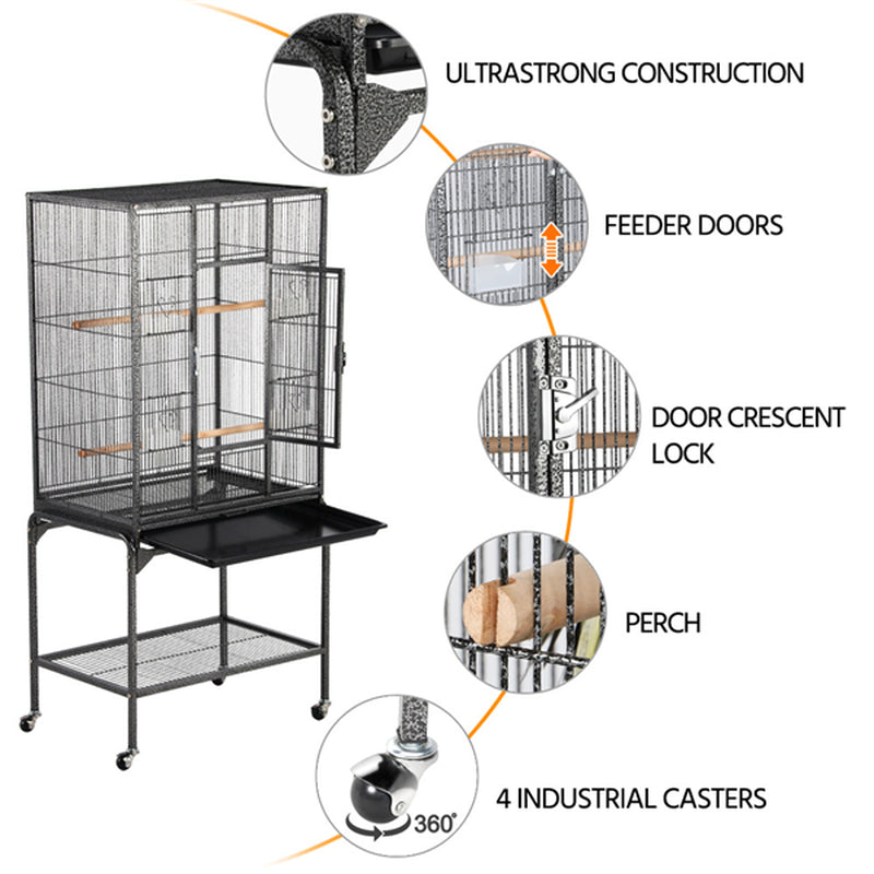 Topeakmart Bird Cage with Stand Wrought Iron Construction Quaker Parrot Cockatiel Finch Canary Bird Flight Cage Animals & Pet Supplies > Pet Supplies > Bird Supplies > Bird Cages & Stands Topeakmart   