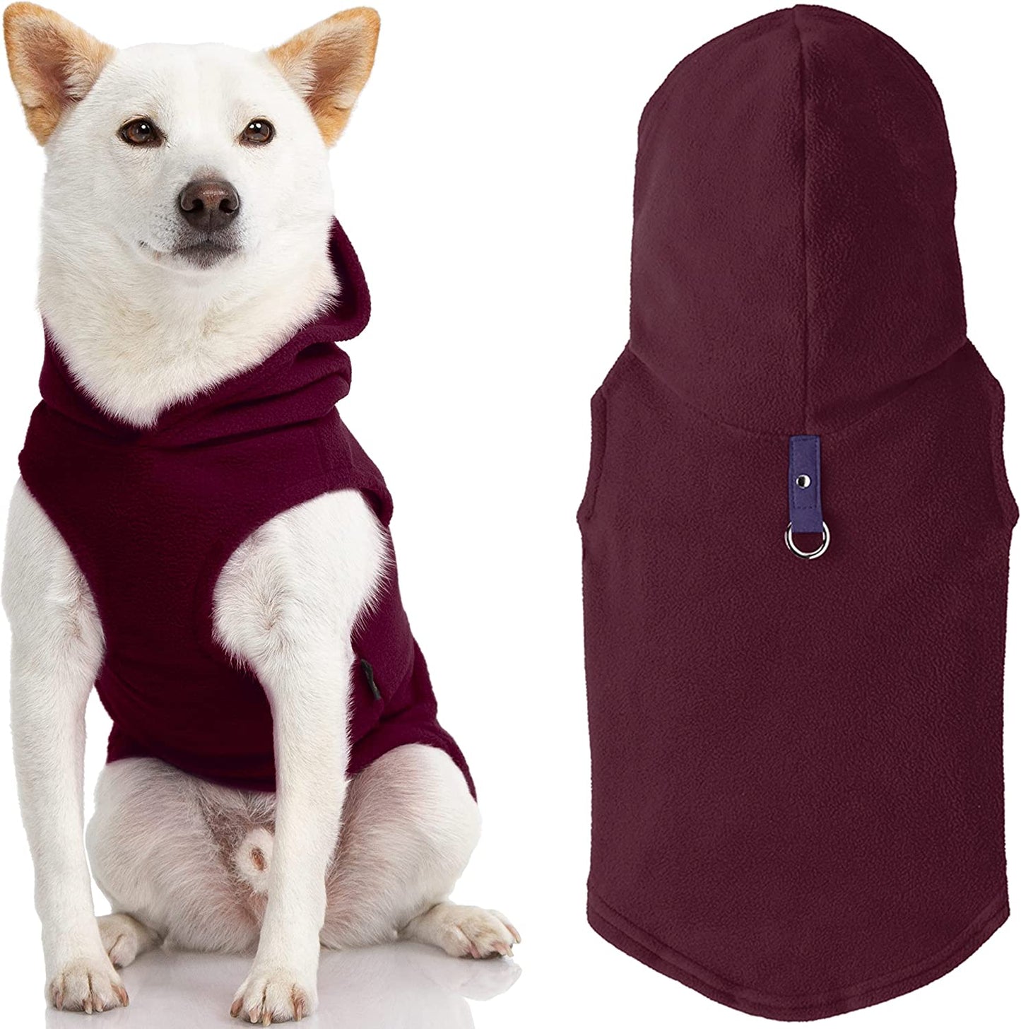 Gooby Fleece Vest Hoodie Dog Sweater - Pink, Medium - Warm Pullover Dog Hoodie with O-Ring Leash - Winter Hooded Small Dog Sweater - Dog Clothes for Small Dogs Boy or Girl, and Medium Dogs Animals & Pet Supplies > Pet Supplies > Dog Supplies > Dog Apparel Inafiction USA, Inc. dba Gooby Pet Fashion Plum 1 Medium